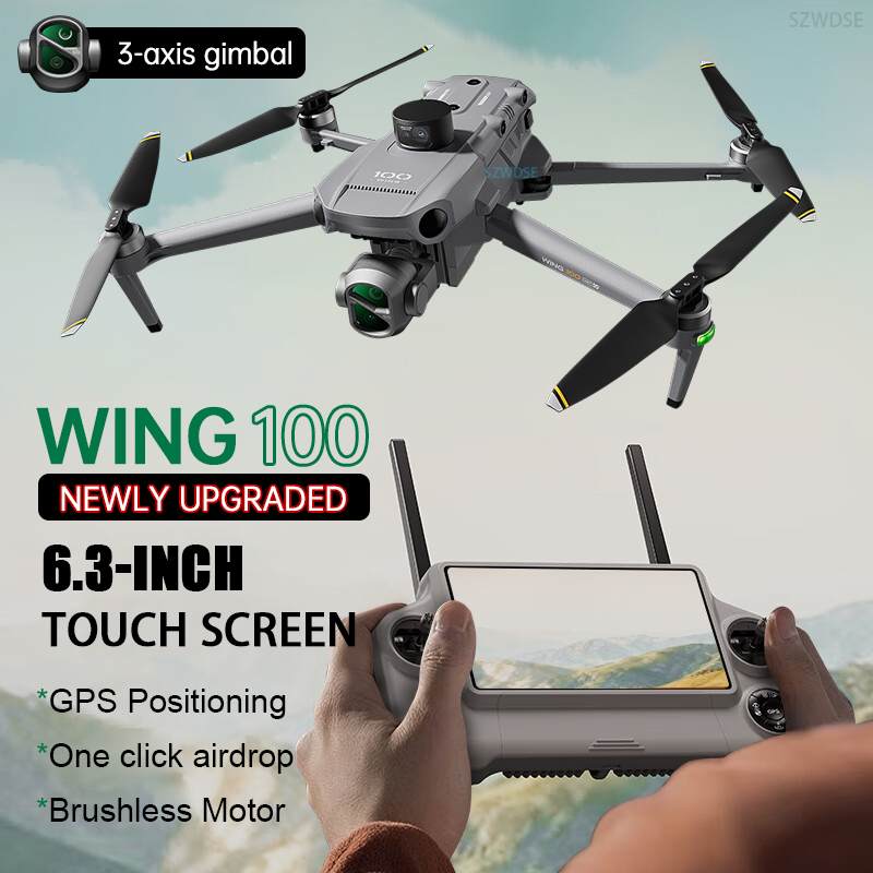 Drone Thermal Imaging - 2026 Wing 100 GPS-Drohne, 3-Achsen-bürstenloser Gimbal,